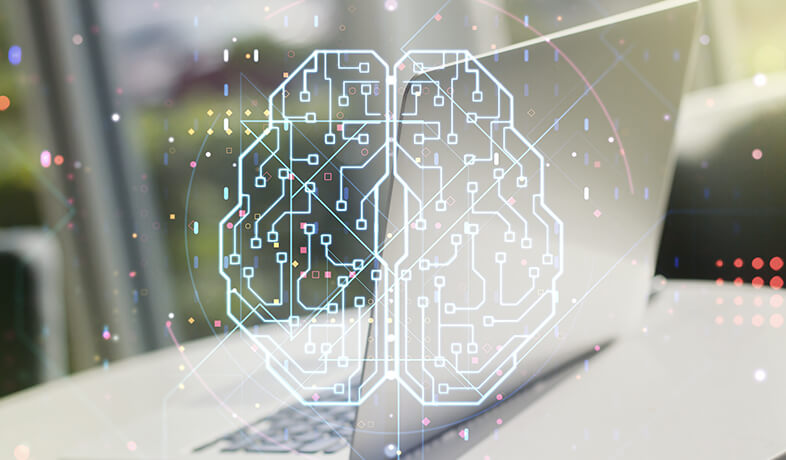 Interconnected dots forming a virtual brain network