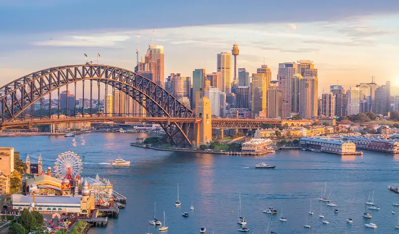 Sydney Australia downtown with the bridge and buildings