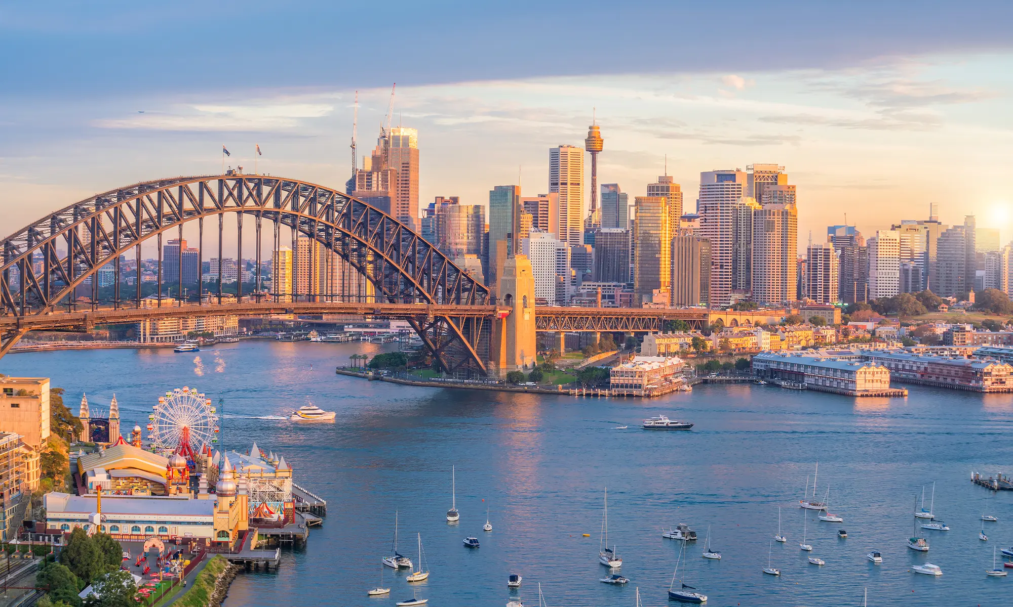 Sydney Australia downtown with the bridge and buildings