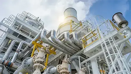 An industrial oil and gas facility