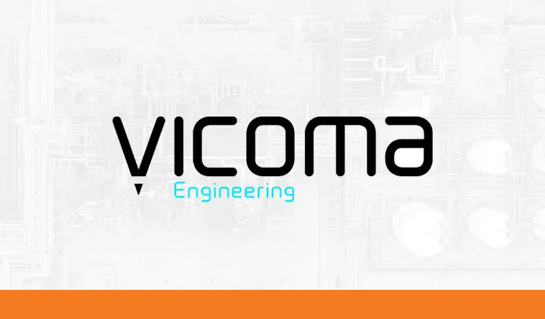 Vicoma logo with industrial processing infrastructure in the background
