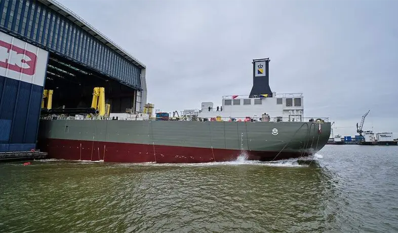 New Boskalis ship being launched into the water