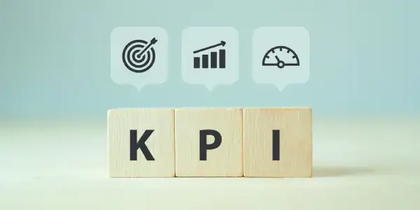 KPI for cost control with a target, chart, and time icon.